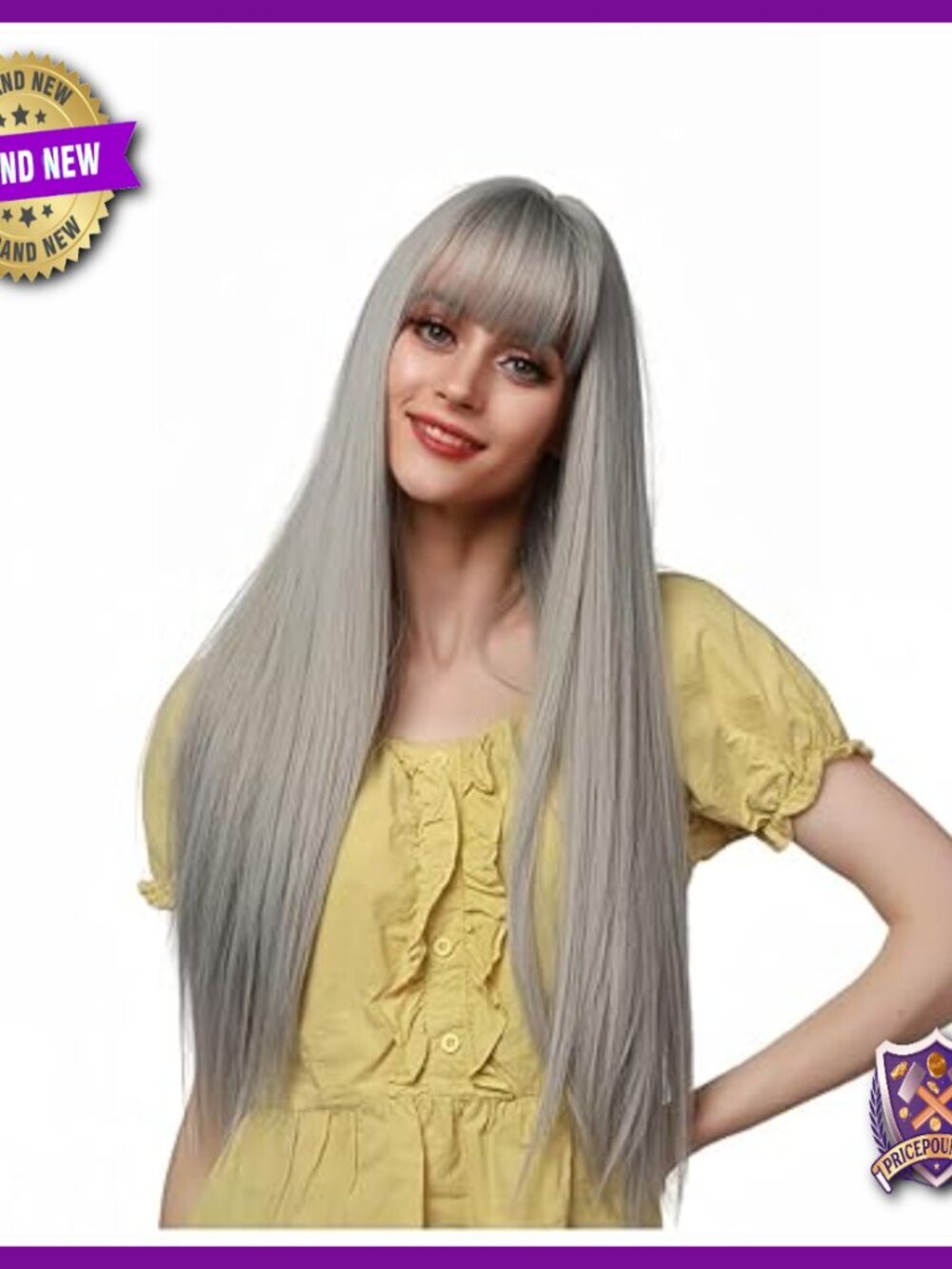 Long Straight Wig with Bangs, Heat Resistant, Lightweight for Daily Wear